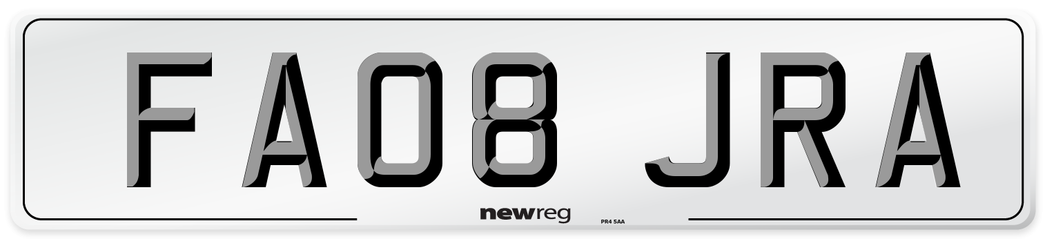 FA08 JRA Number Plate from New Reg
